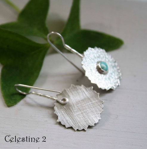 Célestine 2, boucles d’oreilles tribales orientales en argent et turquoise