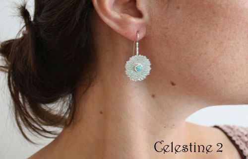 Célestine 2, boucles d’oreilles tribales orientales en argent et turquoise