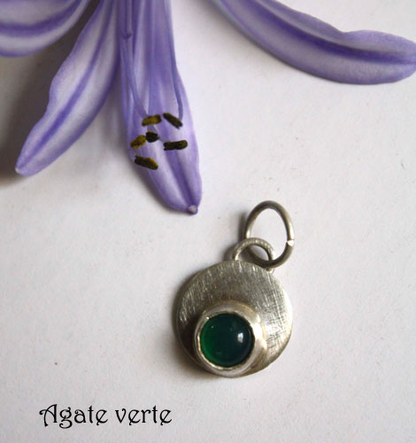 Daurai, pendentif rond en argent et pierre de naissance du mois de mai, agate verte