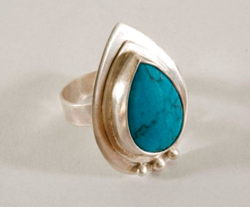 Firoza, bague indienne en argent et turquoise