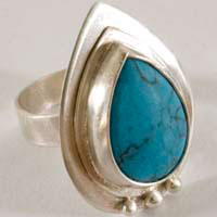 Firoza, bague indienne en argent et turquoise