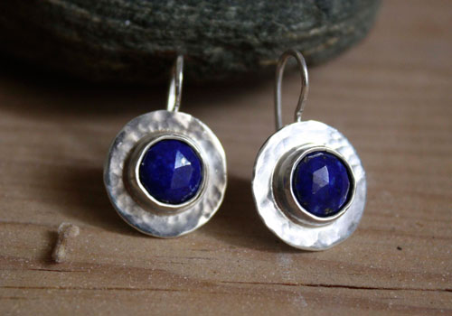 Lapis, boucles d’oreilles égyptiennes en argent et lapis-lazuli