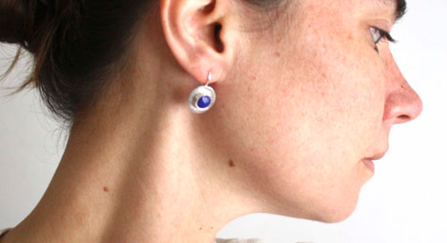 Lapis, boucles d’oreilles égyptiennes en argent et lapis-lazuli