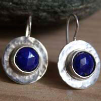 Lapis, boucles d’oreilles égyptiennes en argent et lapis-lazuli