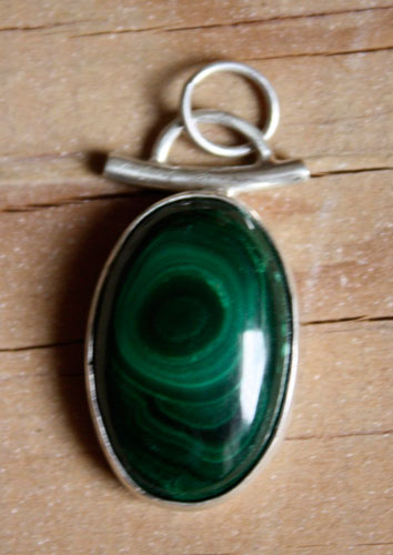 Mousse, pendentif sous-bois magique en argent et malachite