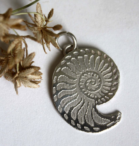 Nautilida, pendentif nautilus en argent