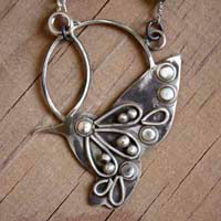 Nectar, collier oiseau colibri en argent