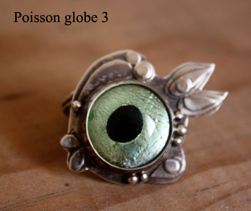 Poisson globe 2, bague poisson fugu en argent 925