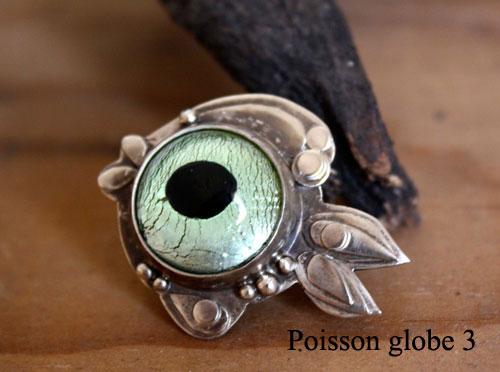 Poisson globe 2, bague poisson fugu en argent 925