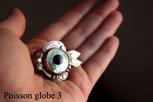 Poisson globe 2, bague poisson fugu en argent 925