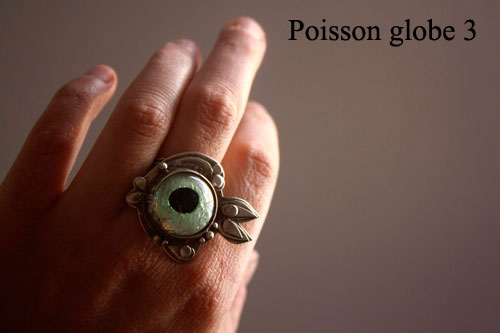 Poisson globe 2, bague poisson fugu en argent 925