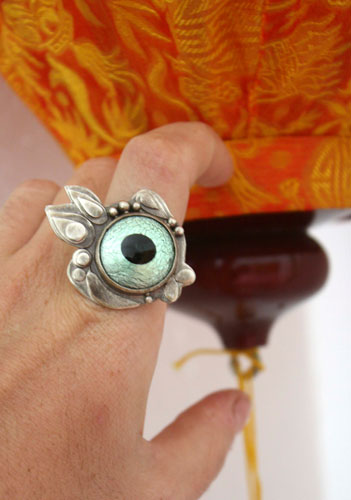 Poisson globe, bague poisson fugu en argent