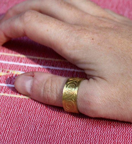 Poséidon, bague frise de vagues grecque en laiton