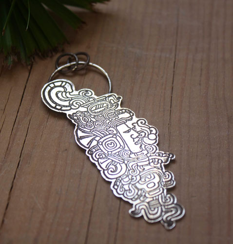 Quiquiztli, pendentif conque musicale maya en argent