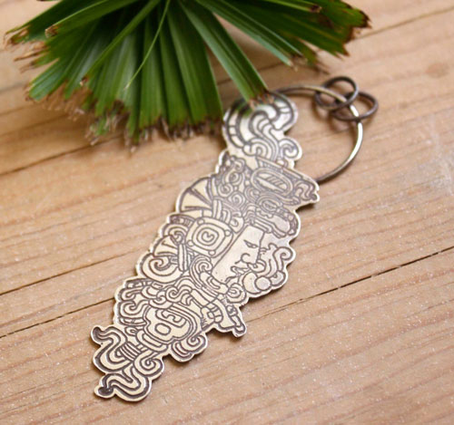 Quiquiztli, pendentif conque musicale maya en argent