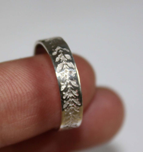 Alliances personnalisées, bague couronne botanique en argent