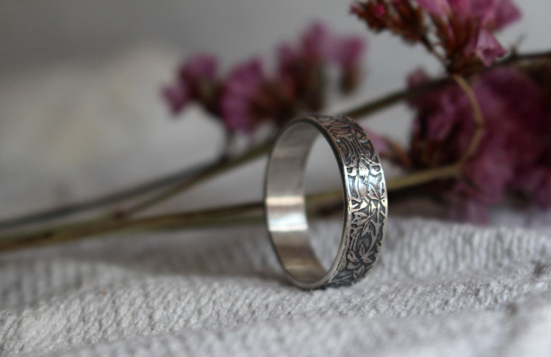 Ancolie, bague fleur en argent