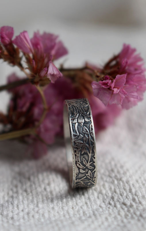 Ancolie, bague fleur en argent