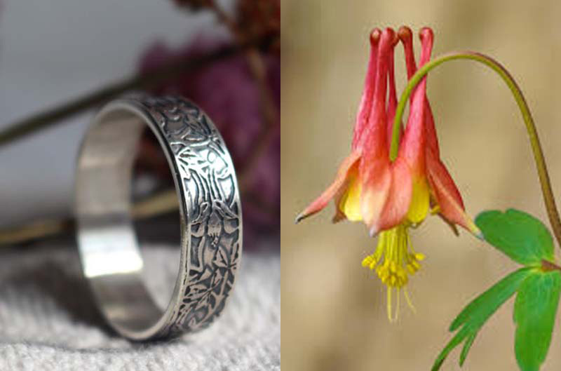 Ancolie, bague fleur en argent