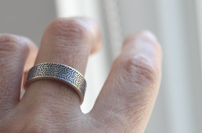 Bishamon kikkou, bague écaille de tortue japonaise en argent