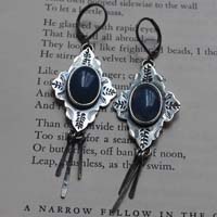 Bohême, boucles d’oreilles orientale en argent et agate bleue