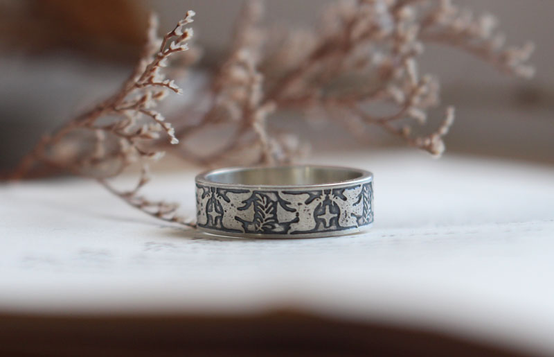 Espoir et paix, bague colombe, étoile et branche d’olivier en argent