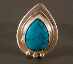 Firoza, bague indienne en argent et turquoise