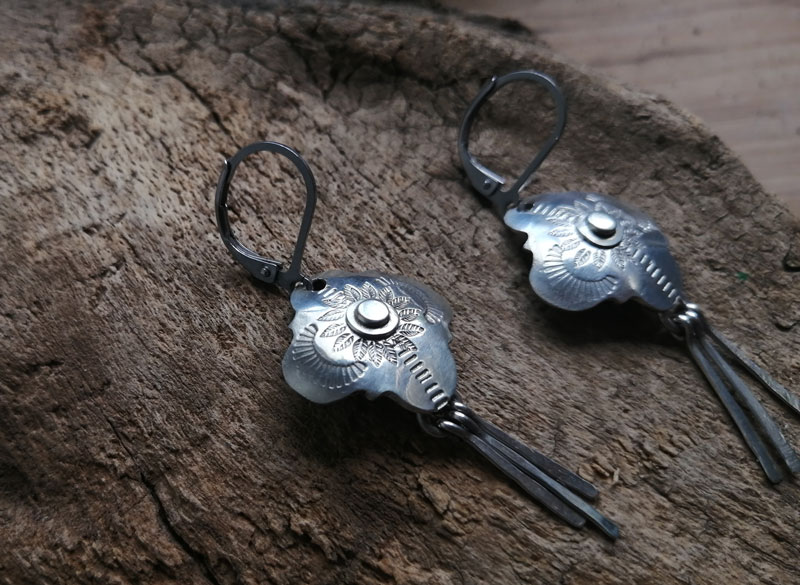 Halo, boucles d’oreilles étoile baroque en argent