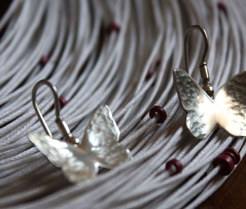 Hesperiidae, boucles d’oreilles papillon en argent