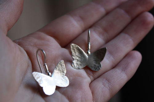 Hesperiidae, boucles d’oreilles papillon en argent