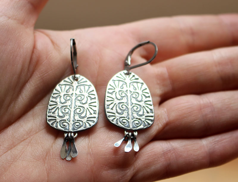 L’arbre de la vie, boucles d’oreilles arbre et oiseaux en argent