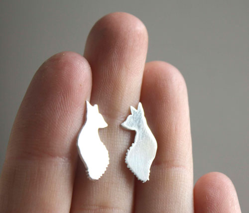 Le renard du petit prince, boucles d’oreilles puces Saint-Exupéry en argent