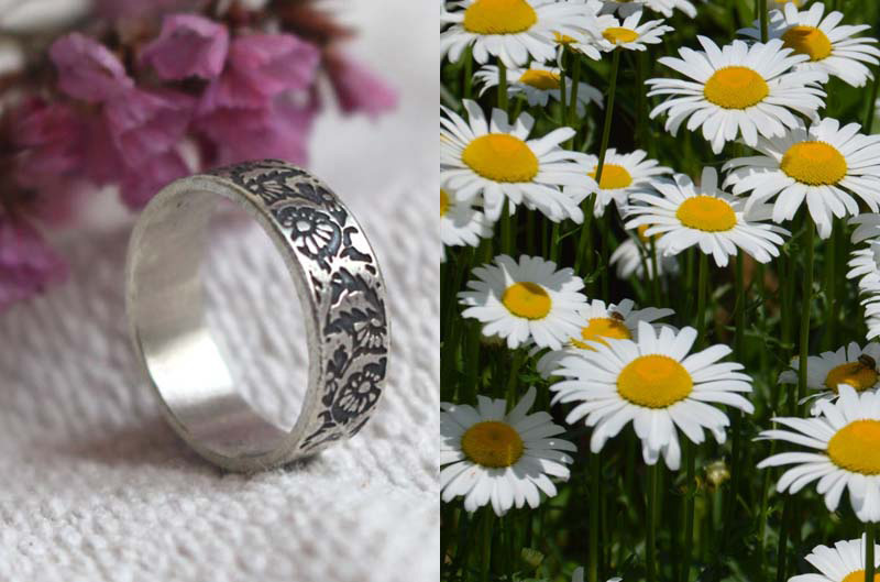 Marguerite, bague fleur en argent