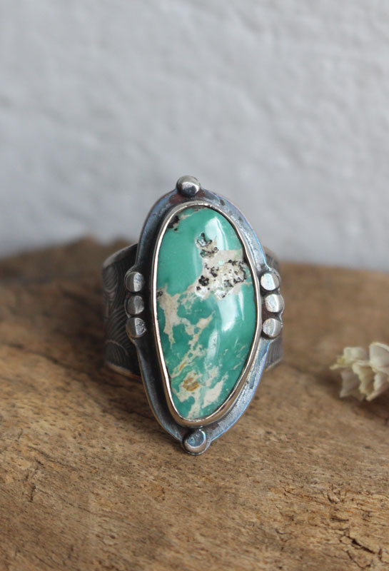 Se laisser porter, bague bateau origami en argent et turquoise Nevada