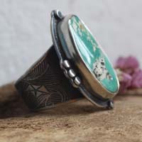 Se laisser porter, bague bateau origami en argent et turquoise Nevada