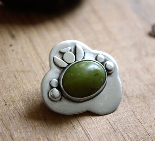 Sous le figuier, bijou végétal en argent et aventurine