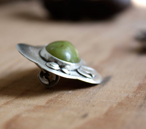 Sous le figuier, bijou végétal en argent et aventurine