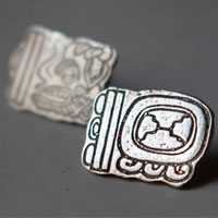 Tzolkin Haab, boucles d’oreilles puces du calendrier maya en argent