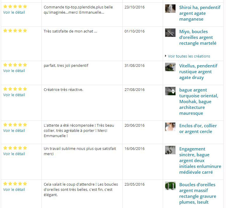 commentaires de ventes